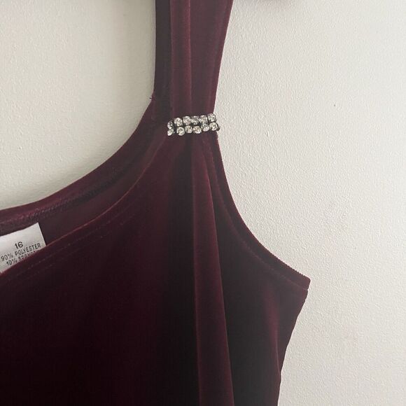 Vintage Fashion Bug Velvet Maxi Dress 16 Burgundy Slip Y2K Whimsigoth Fairy - Picture 8 of 13